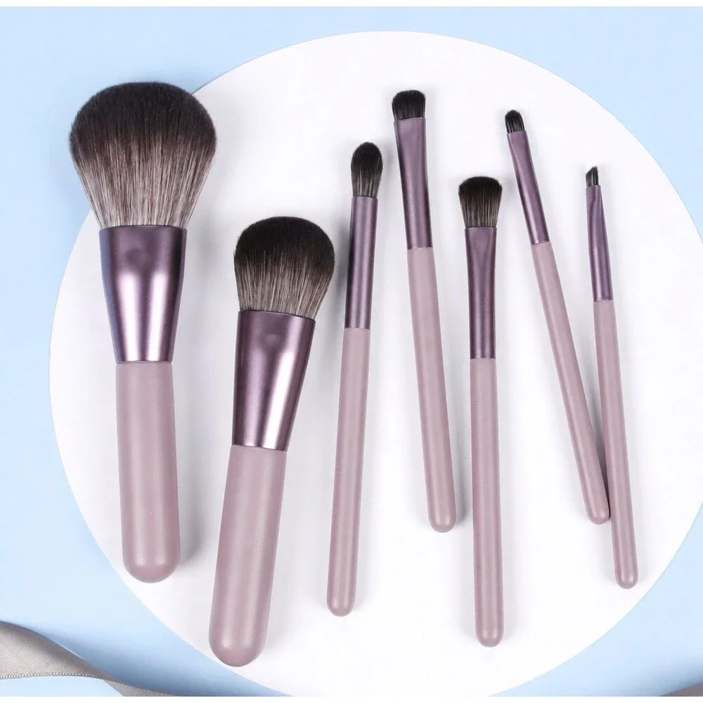 Professional 7-Piece Makeup Brush Set With Travel Case Dusty Purple NEW
